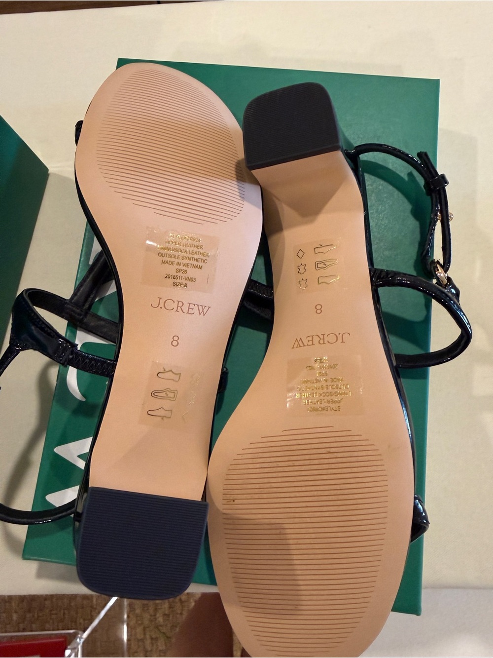 J.Crew Black Patent Leather Strappy Block-Heel Sandals